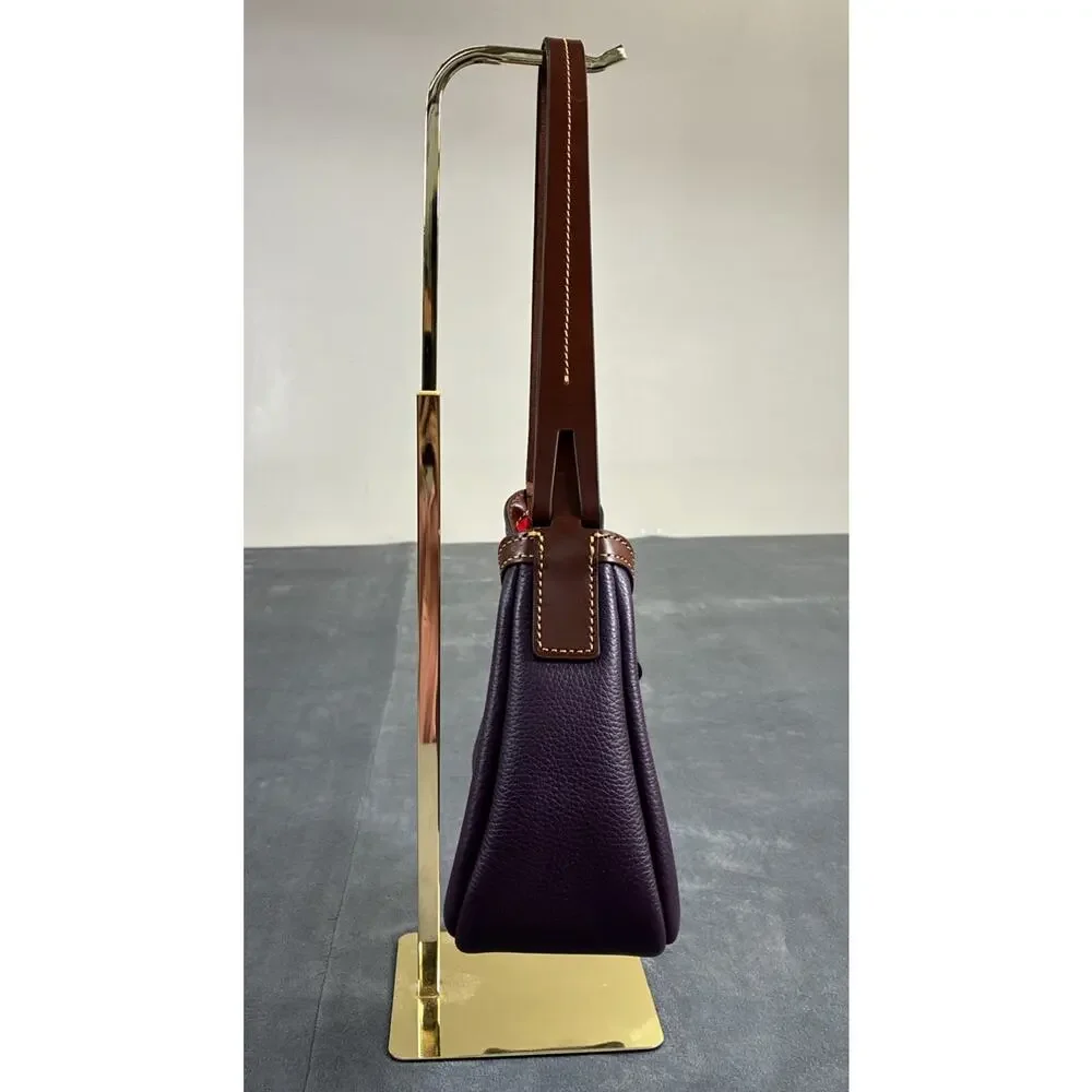 Dooney & Bourke Derby Dark Purple Pebble Leather Small Shoulder Bag Charity